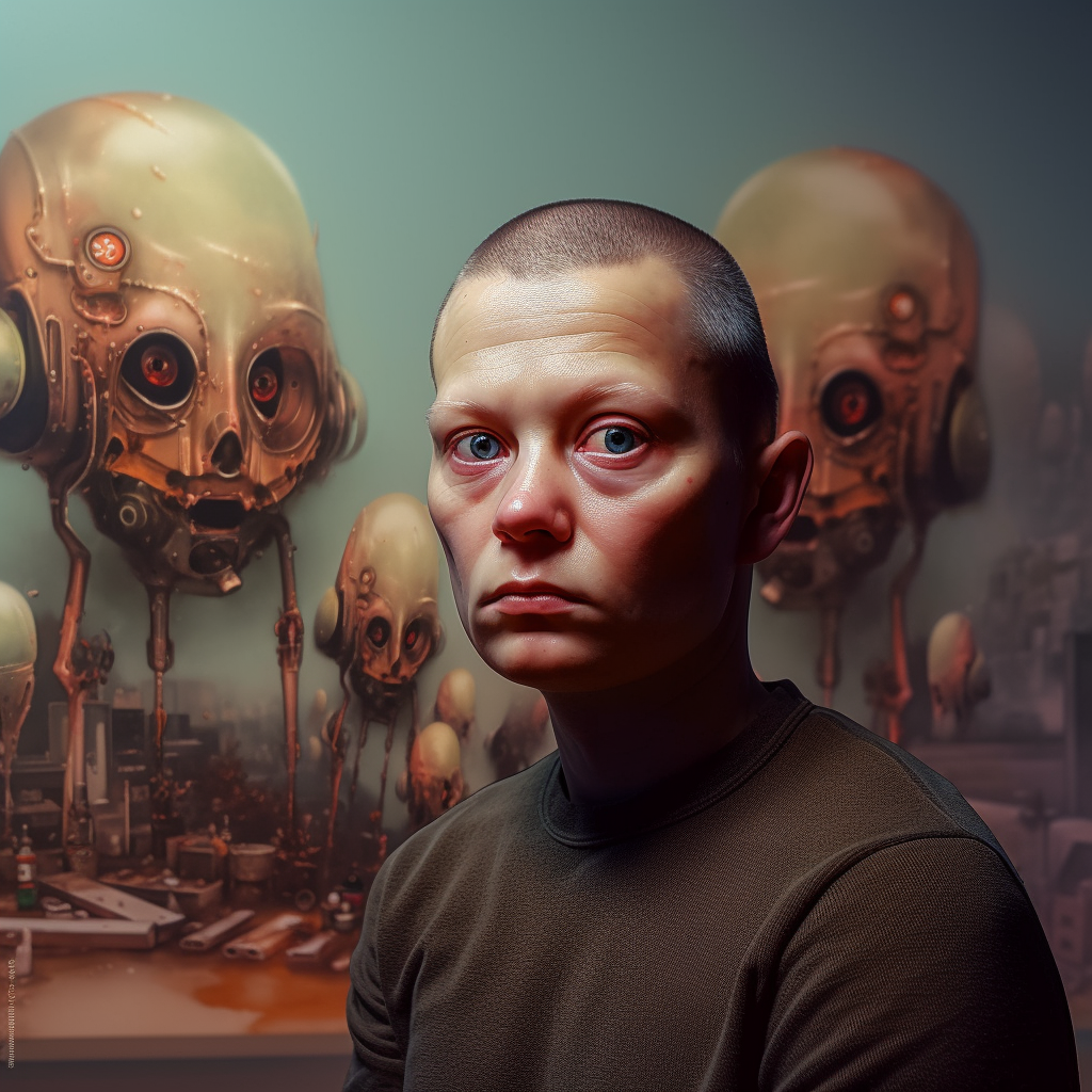 Portrait of Aopolis Voronin, artist at Dead End Gallery