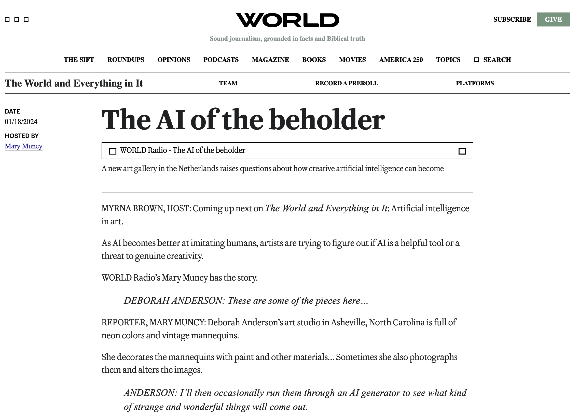 WORLD - The AI of the beholder