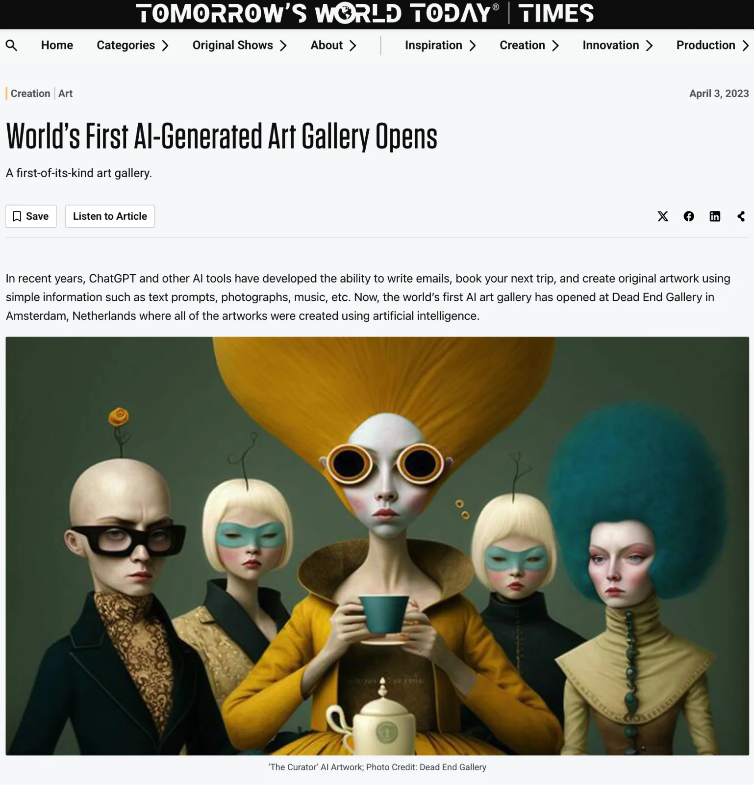 Tomorrow’s World Today Features Dead End Gallery